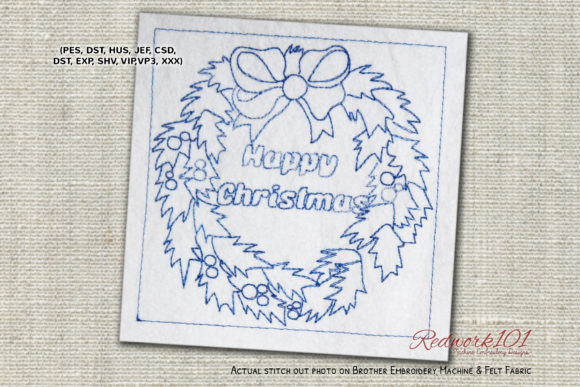 A Classic Redwork Christmas Wreath Embroidery Review