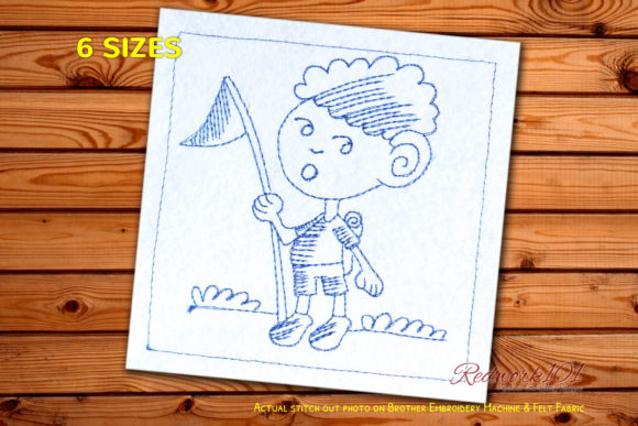 Boy Scout Flag Redwork Design for Apparel