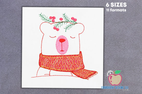 Cartoon Bear Embroidery Design for Business Branding