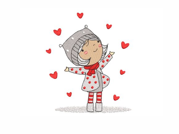 Cute Girl with Hearts Embroidery Design Review for Business