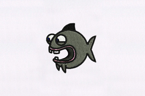 Scary Fish: A Bold Machine Embroidery Design for Your Shop