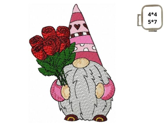 Valentine s Gnome with Roses Embroidery Design Review