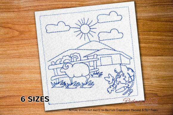 Why I Love This Village Scene Redwork Design